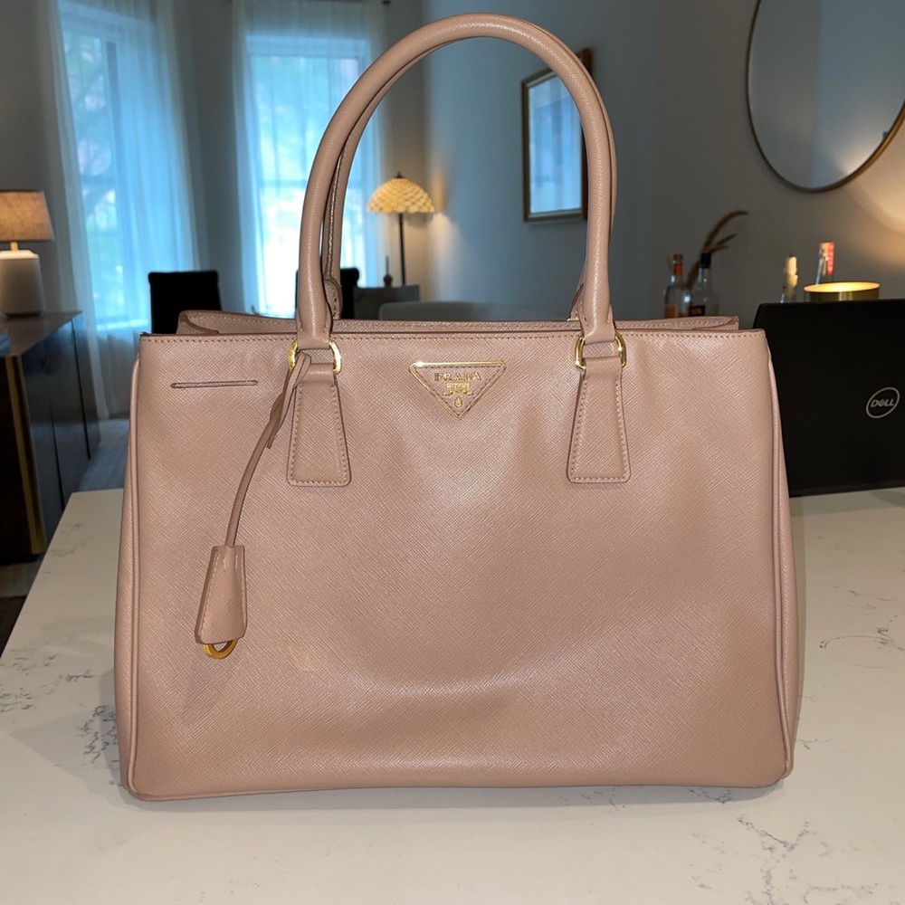 Prada Saffiano Lux Leather Tote in Cammeo